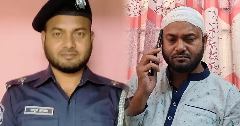 গুরুতর আহত পুলিশ সদস্য।